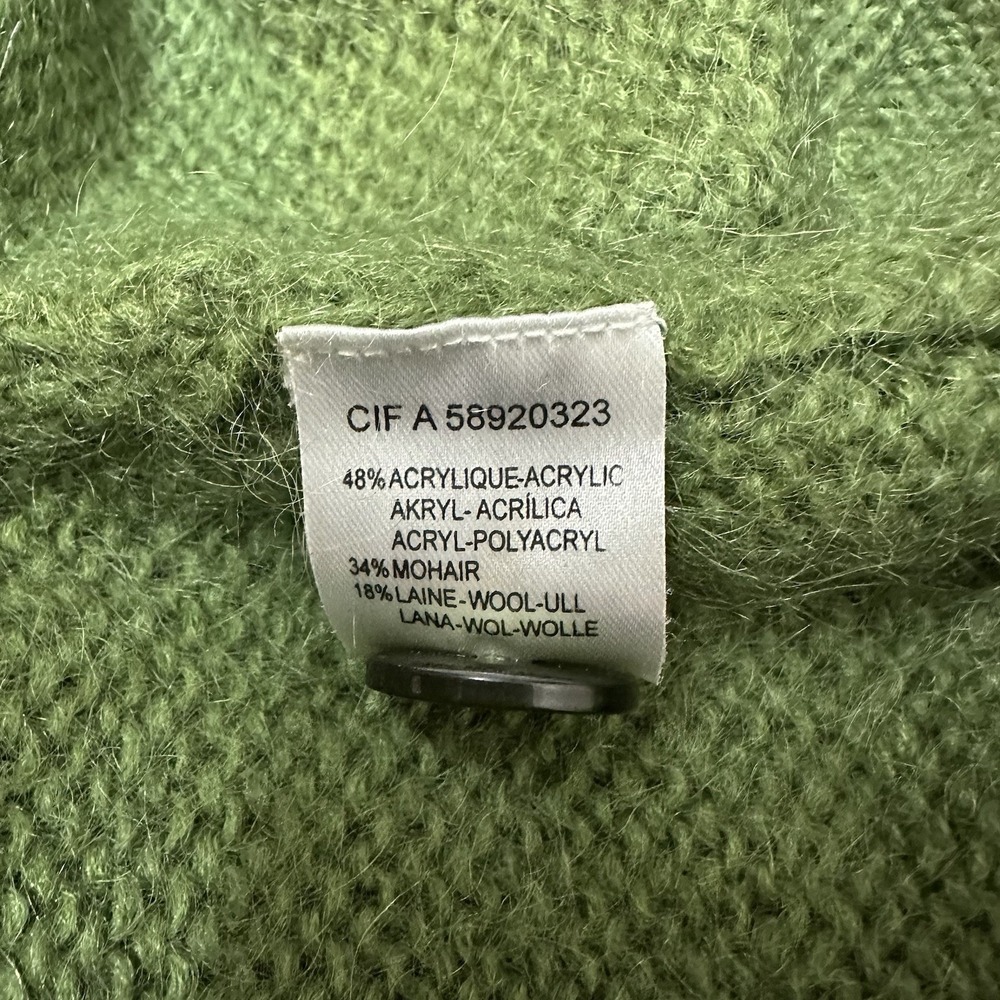 La Redoute Green Wool Mohair Blend Chunky Shawl Collar Sweater Cardigan Size M - Picture 6 of 7